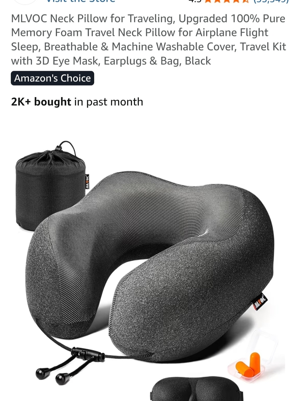 MLV Travel Neck Pillow - Dark Gray Support Pillow